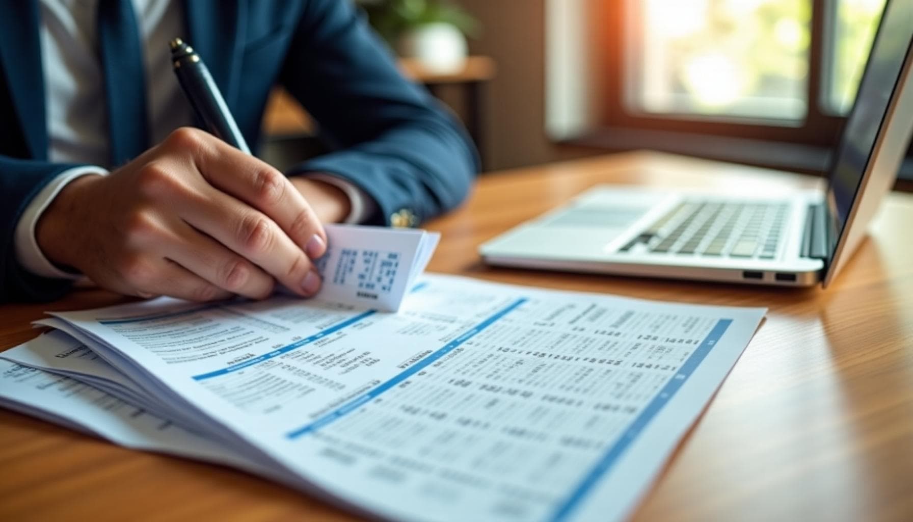 Landlord reviewing bank statements for rental income verification
