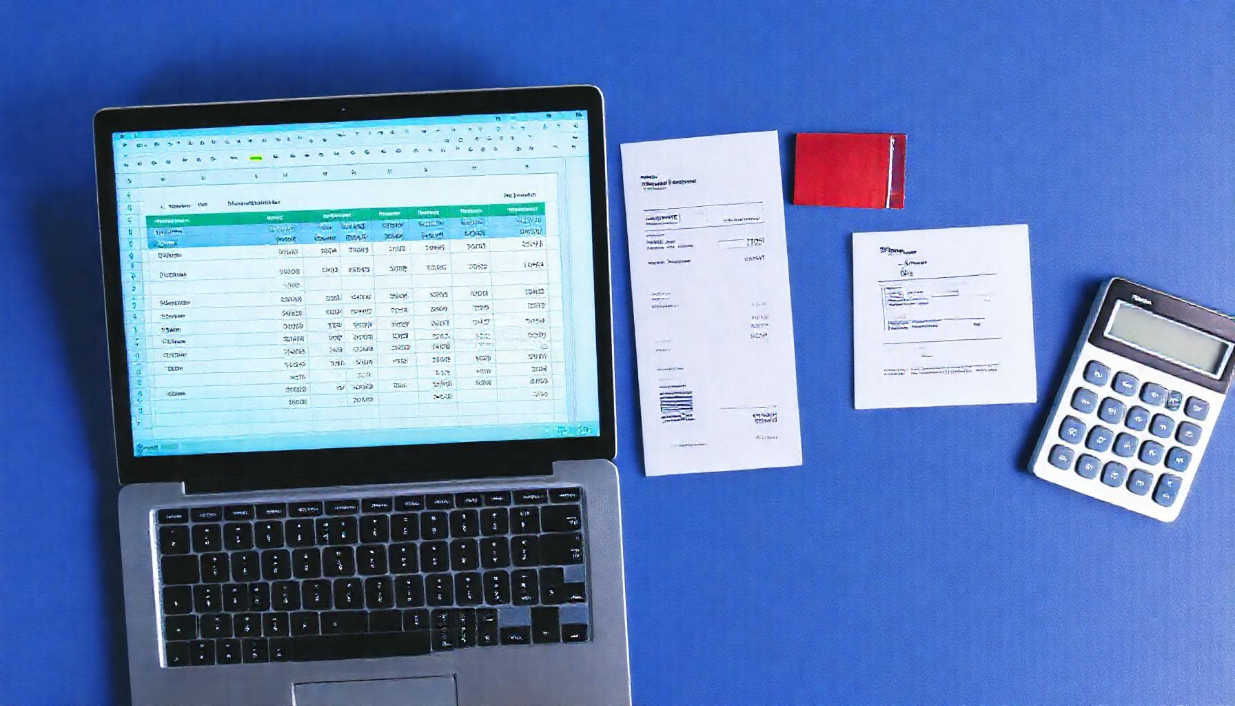 Bank statement data being reconciled with invoices on a spreadsheet