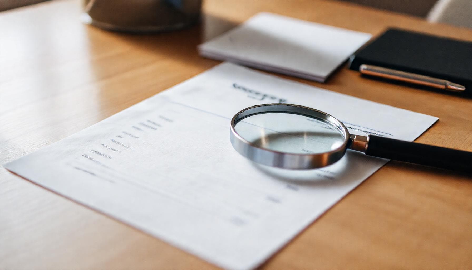 A person reviewing a bank statement document, highlighting different sections