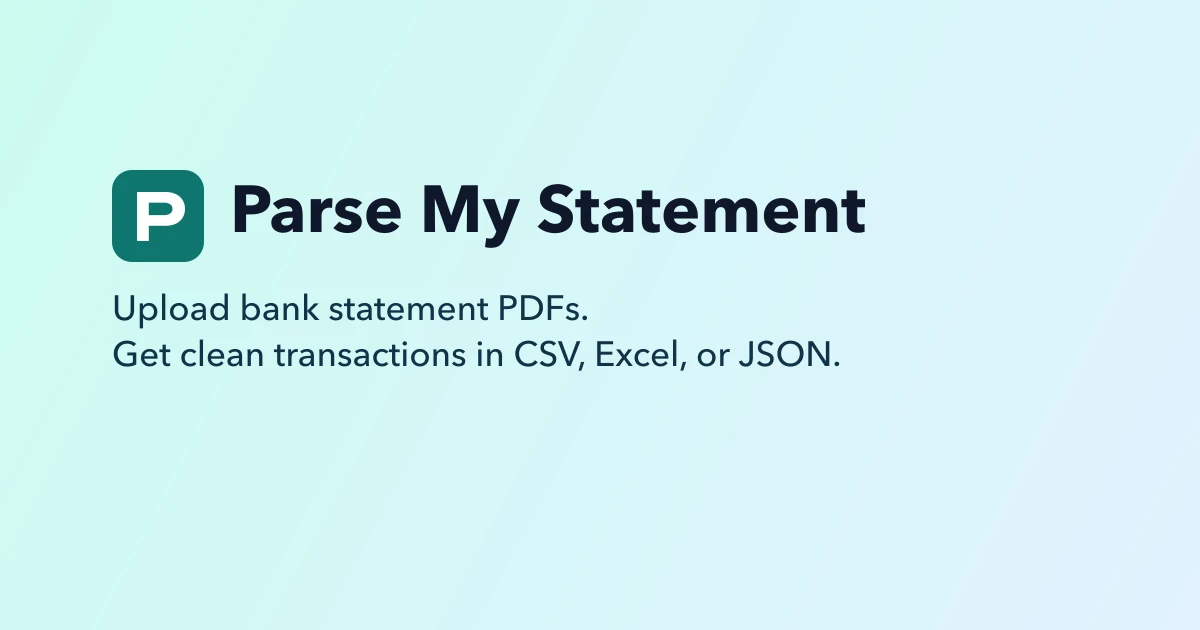 Parse My Statement | PDF to CSV, Excel, and JSON